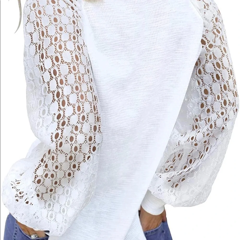 NWT Long Sleeve Tops Lace Casual Loose Blouses